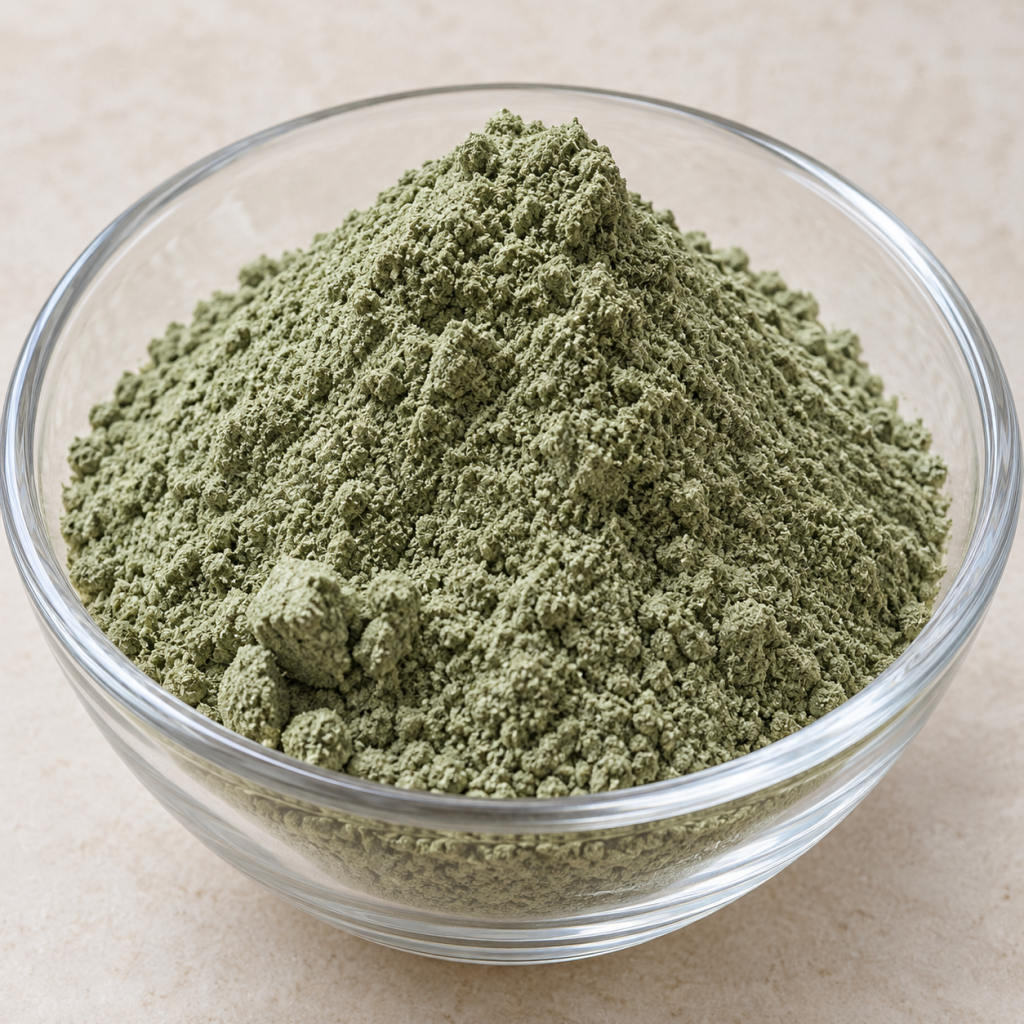 katam botanical powder in glass bowl